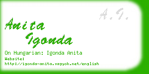 anita igonda business card